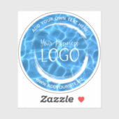 Aqua Blue Swimming Pool Business Logo Circle Sticker (Vel)