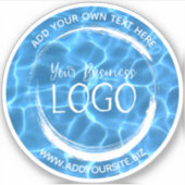 Aqua Blue Swimming Pool Business Logo Circle Sticker (Voorkant)