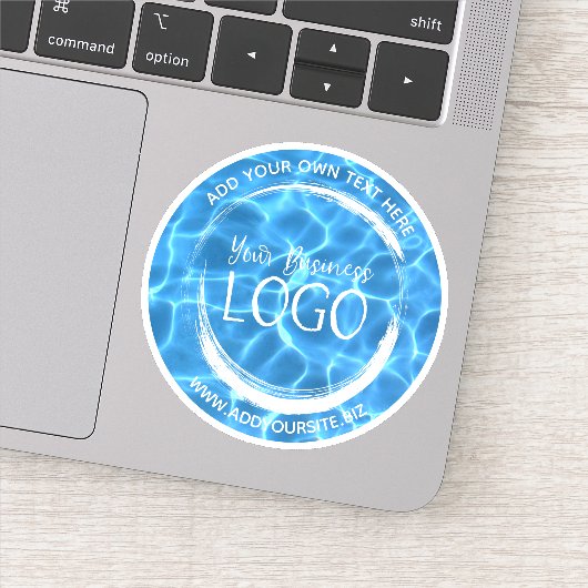 Aqua Blue Swimming Pool Business Logo Circle Sticker (Detail)