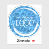 Aqua Blue Swimming Pool Business Logo Circle Sticker (Vel)
