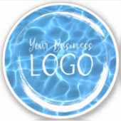 Aqua Blue Swimming Pool Business Logo Circle Sticker (Voorkant)