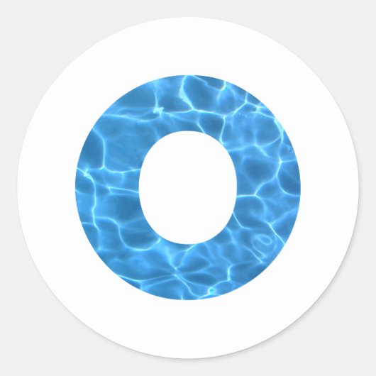 Aqua Blue Swimming Pool Foto Monogram O Ronde Sticker (Voorkant)