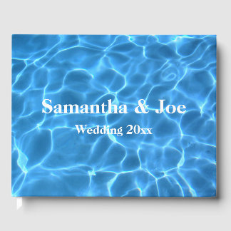 Aqua Blue Swimming Pool Photo Personalized Weddens Gastenboek