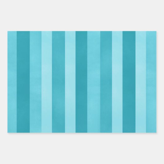 Aqua Blue Textured Stripes Pattern Inpakpapier Vel (Voorkant 2)