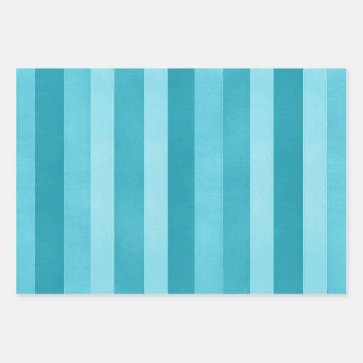 Aqua Blue Textured Stripes Pattern Inpakpapier Vel (Voorkant)
