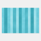 Aqua Blue Textured Stripes Pattern Inpakpapier Vel (Voorkant 3)
