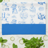 Aqua Blue Toile Américain MoJo Serviette de cuisin (Plié)
