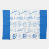 Aqua Blue Toile Américain MoJo Serviette de cuisin (Horizontal)