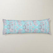  aqua blue toile de jouy lichaamskussen (Achterkant)