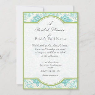 Aqua Blue Toile Quatrefoil - Vrijgezellenfeest nod Kaart