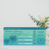 Aqua Blue Tropical Faux Boarding Pass Verjaardag Kaart (Staand voorkant)