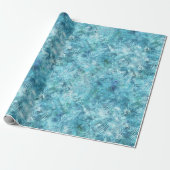Aqua Blue Tropical Leaves Cadeaupapier (Uitgerold)