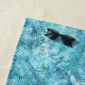 Aqua Blue Tropical Leaves Strandlaken (In situ)