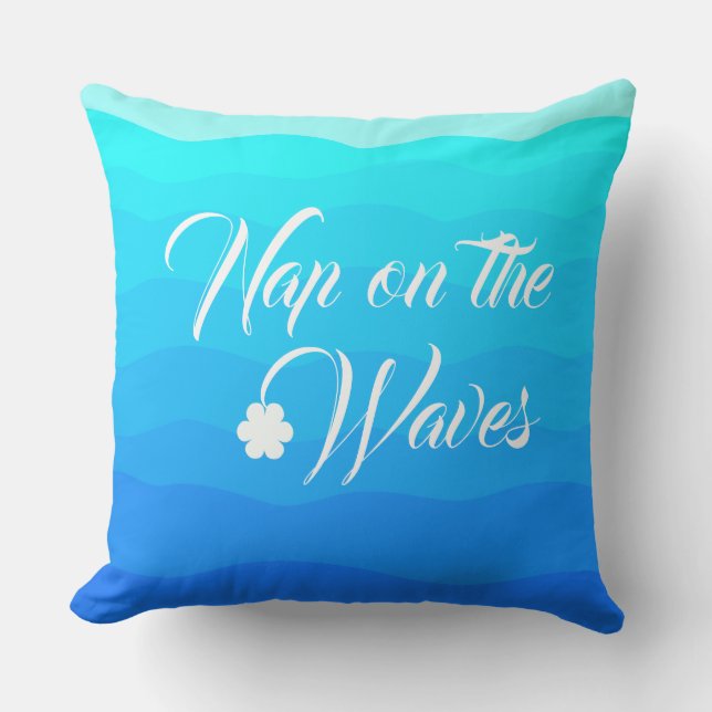 Aqua Blue Tropical Summer waterverf Artistic Buitenkussen (Voorkant)