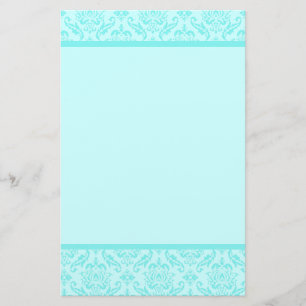 Aqua Blue Turquoise Damask Briefpapier