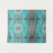 Aqua blue turquoise en grijze abstracte nood wandkleed (Voorkant (horizontaal))