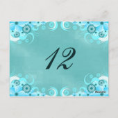Aqua Blue Turquoise Floral Tableau Numéro Cartes (Dos)