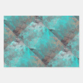 Aqua Blue Turquoise N Grey Distressed Abstract Inpakpapier Vel (Voorkant 3)