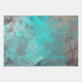 Aqua Blue Turquoise N Grey Distressed Abstract Inpakpapier Vel (Voorkant 2)
