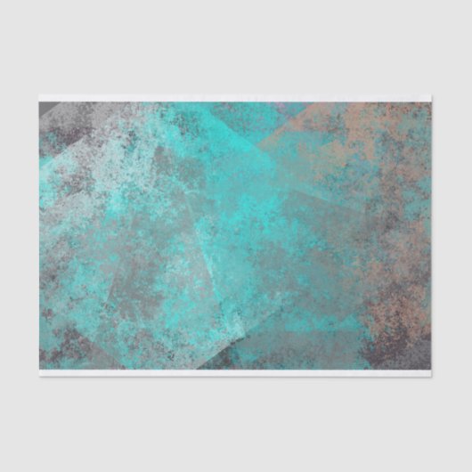 Aqua Blue Turquoise N Grey Distressed Abstract Tissuepapier (Voorkant)