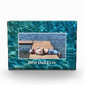 Aqua Blue Water Pattern Beste vader ooit Fotoblokken (Voorkant)