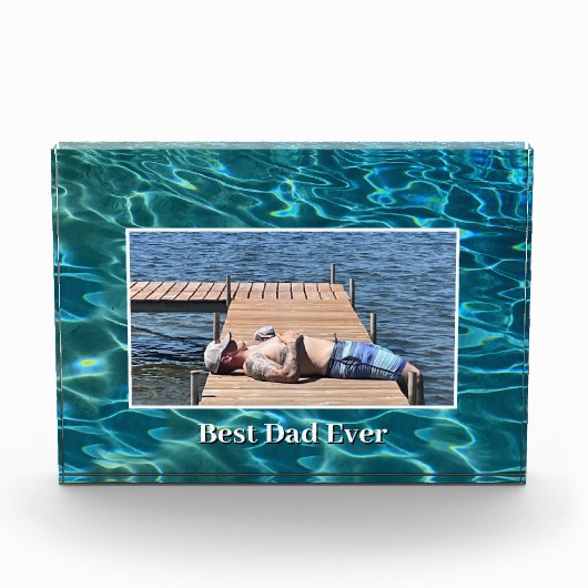 Aqua Blue Water Pattern Beste vader ooit Fotoblokken (Voorkant)