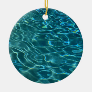 Aqua Blue Water Pattern, rimpeling oceaangolven Keramisch Ornament