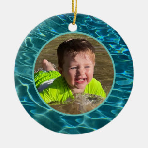 Aqua Blue Water Pattern, rimpeling oceaangolven Keramisch Ornament