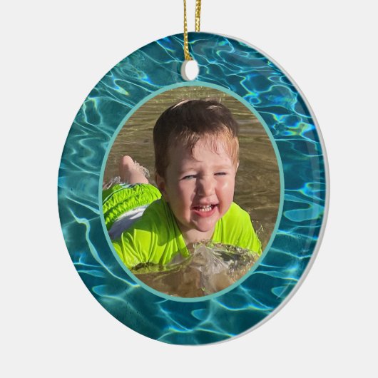 Aqua Blue Water Pattern, rimpeling oceaangolven Keramisch Ornament (Links)