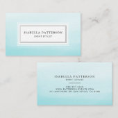 Aqua Blue Watercolor Ombre Carte de visite moderne (Devant / Derrière)