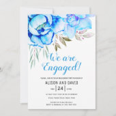 Aqua blue waterverf bloembloemen bloemenverloving kaart (Voorkant)