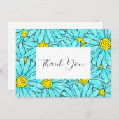Aqua Blue Waterverf Daisy Pattern Bedankkaart (Voorkant / Achterkant)