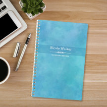 Aqua Blue Waterverf Gepersonaliseerde Planner