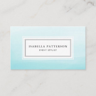 Aqua Blue Waterverf Ombre Modern Visitekaartje