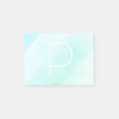 Aqua blue waterverf pastel-monogram post-it® notes (Voorkant)