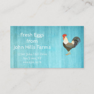 Aqua Blue Waterverf Rooster Silhouette Chevron Visitekaartje