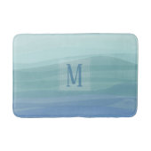 Aqua Blue Waterverf Waves Monogram Badmat (Voorkant)