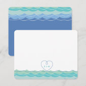 Aqua Blue Waves Loopy Heart Mariage Carte de remer (Devant / Derrière)