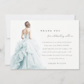 Aqua Blue Wedding Gown Vrijgezellenfeest Bedankt Kaart (Voorkant)
