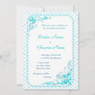 Aqua Blue Wedding Uitnodiging