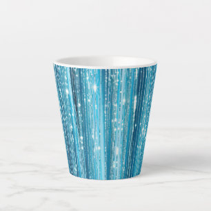 Aqua Blue White Glam Tinsel Stripes Gift Labels Latte Mok