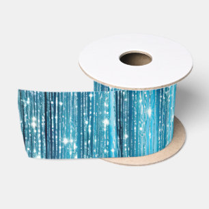 Aqua Blue White Glam Tinsel Stripes Gift Labels Lint