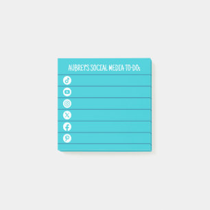Aqua Blue & White Social Media to do lijst Post-it® Notes