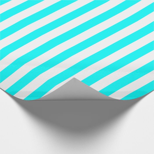 Aqua Blue/White Stripe Cadeaupapier (Hoek)