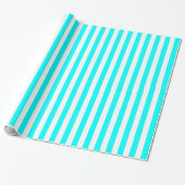 Aqua Blue/White Stripe Cadeaupapier (Uitgerold)