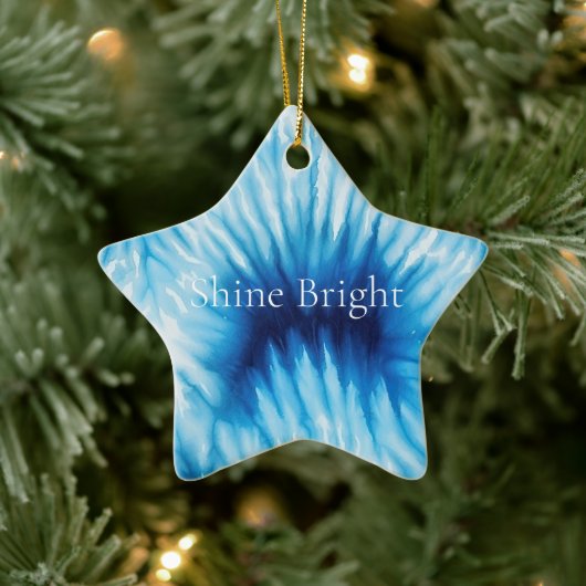 Aqua Blue White Tie Dye Keramisch Ornament (Boom)