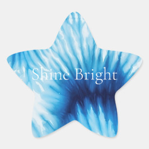 Aqua Blue White Tie Dye Ster Sticker