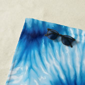 Aqua Blue White Tie Dye Strandlaken (In situ)