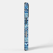 Aqua Blue White Tribal Stripes Stippen Case-Mate iPhone Case (Achterkant / Rechts)