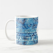 Aqua Blue White Tribal Stripes Stippen Koffiemok (Links)